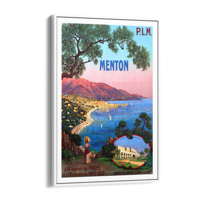 Menton, France "A Sunlit Jewel of the French Riviera" | Framed Canvas Vintage Travel Advertisement