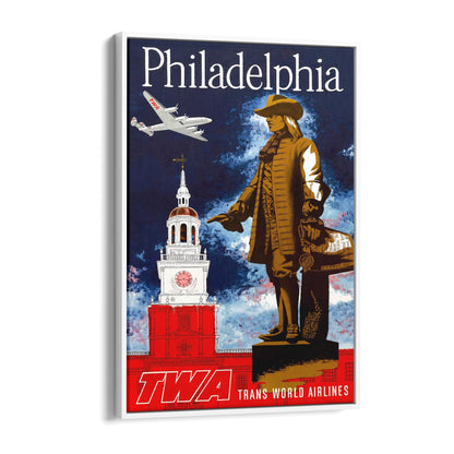 Philadelphia by TWA, United States of America | Framed Canvas Vintage Travel Advertisement