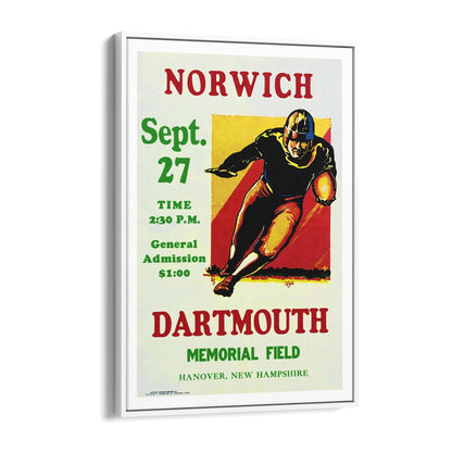 Dartmouth vs Norwich College Football Sports | Framed Canvas Vintage Advertisement