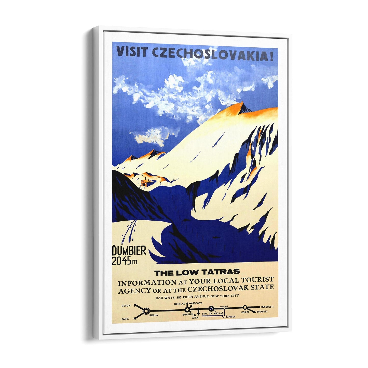 Visit Czechoslovakia - The Low Tatras | Framed Canvas Vintage Travel Advertisement