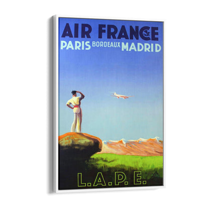 Paris, Bordeaux & Madrid by Air France by Albert Solon | Framed Canvas Vintage Travel Advertisement
