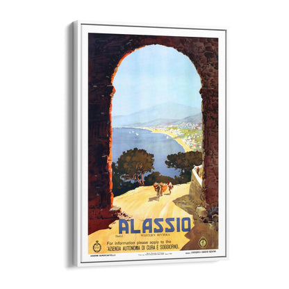 Alassio, Italy | Framed Canvas Vintage Travel Advertisement