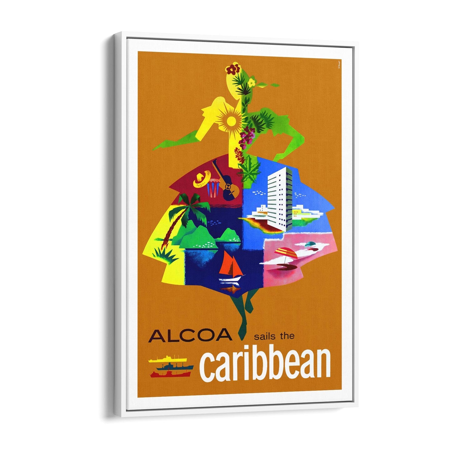 Alcoa Sails the Caribbean | Framed Canvas Vintage Travel Advertisement