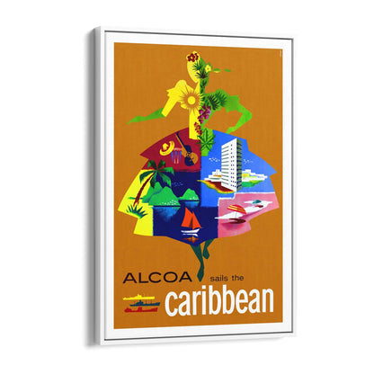 Alcoa Sails the Caribbean | Framed Canvas Vintage Travel Advertisement