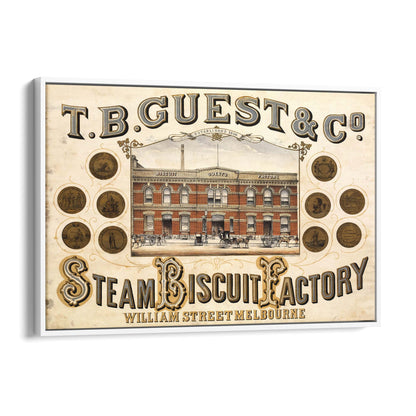 T.B. Guest Steam Biscuit Factory Melbourne Australia | Framed Canvas Vintage Advertisement