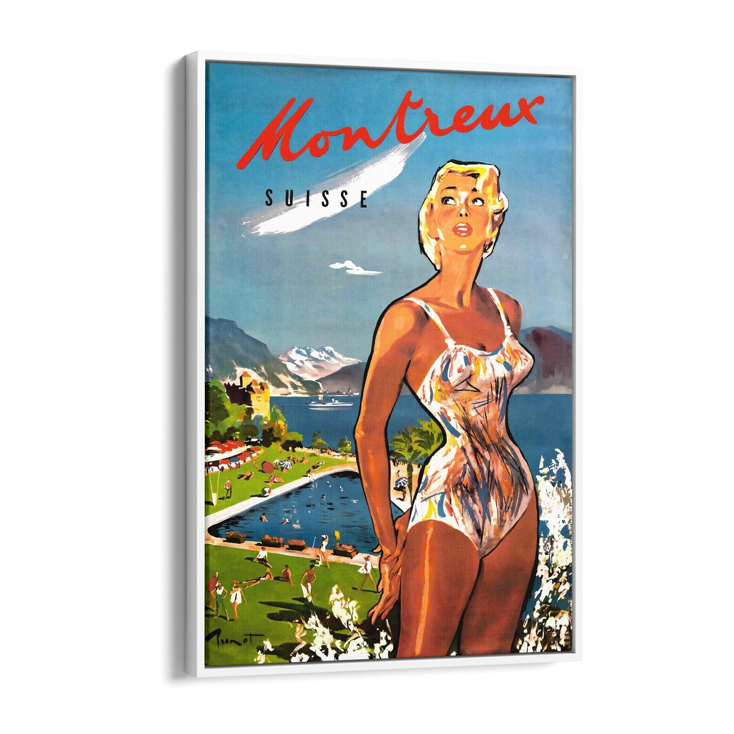 Montreux, Switzerland | Framed Canvas Vintage Travel Advertisement