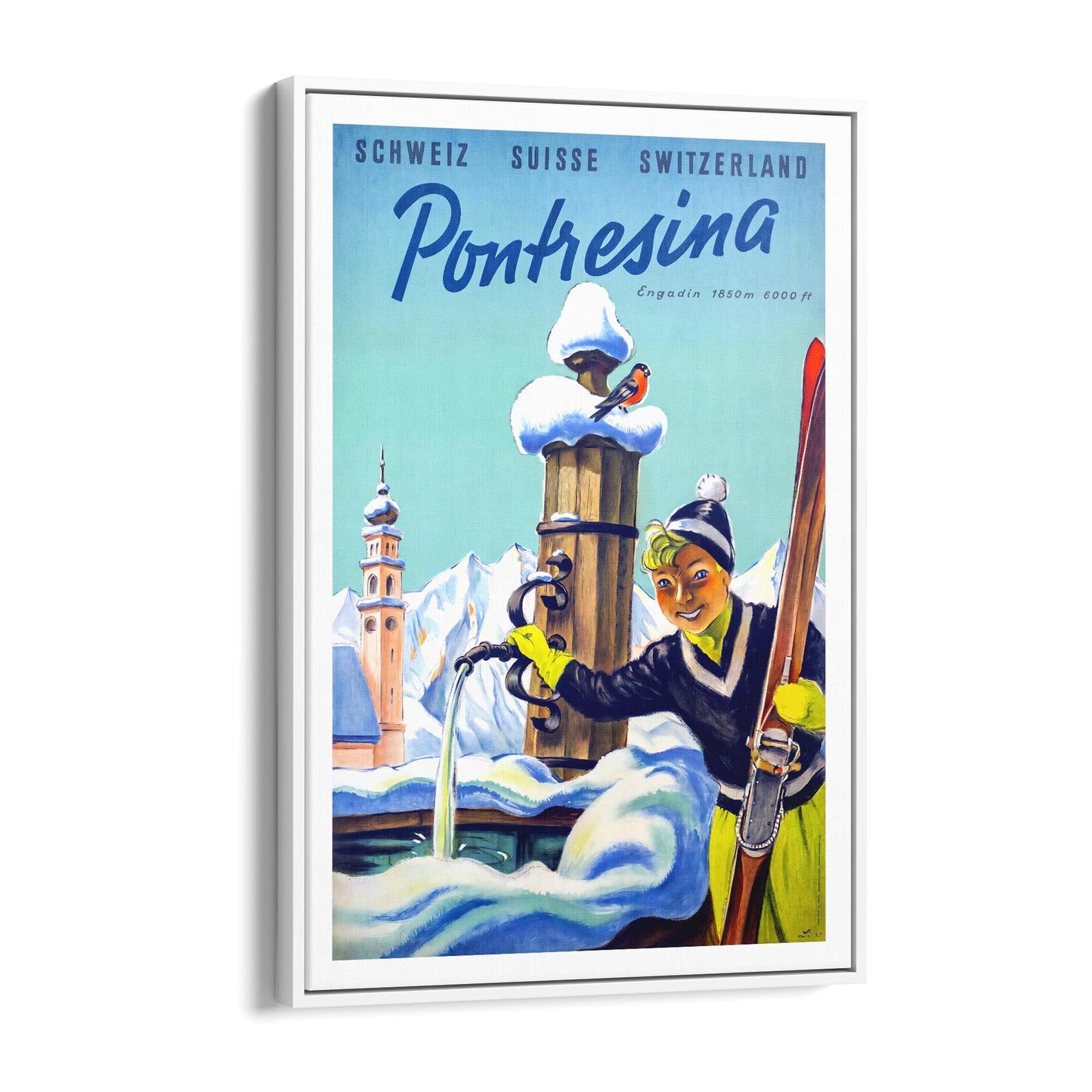 Pontresina, Switzerland | Framed Canvas Vintage Travel Advertisement