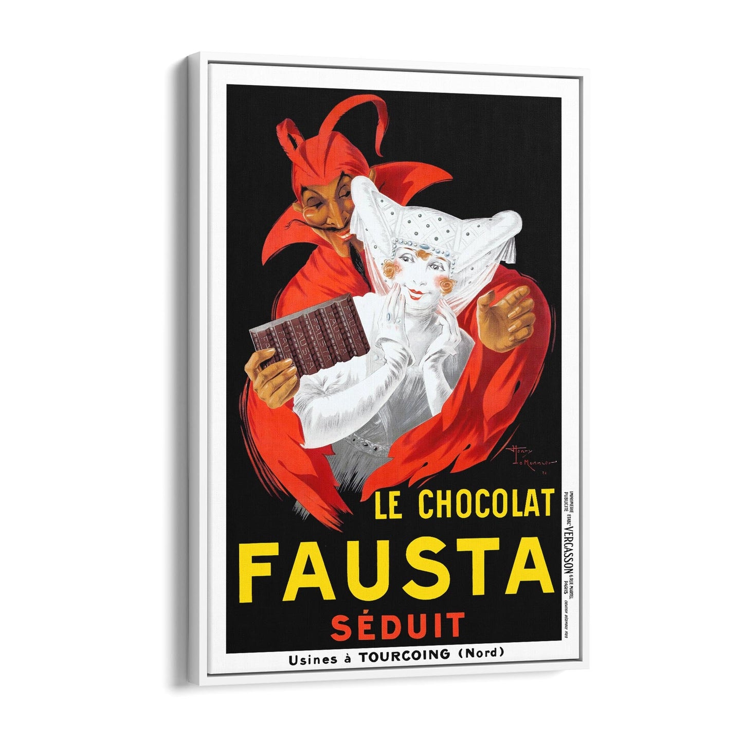 Le Chocolat Fausta by Henry Monnier | Framed Canvas Vintage Advertisement