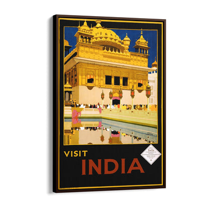 Visit India, Golden Temple in Amritsar - India State Railway Bureau | Framed Canvas Vintage Travel Advertisement