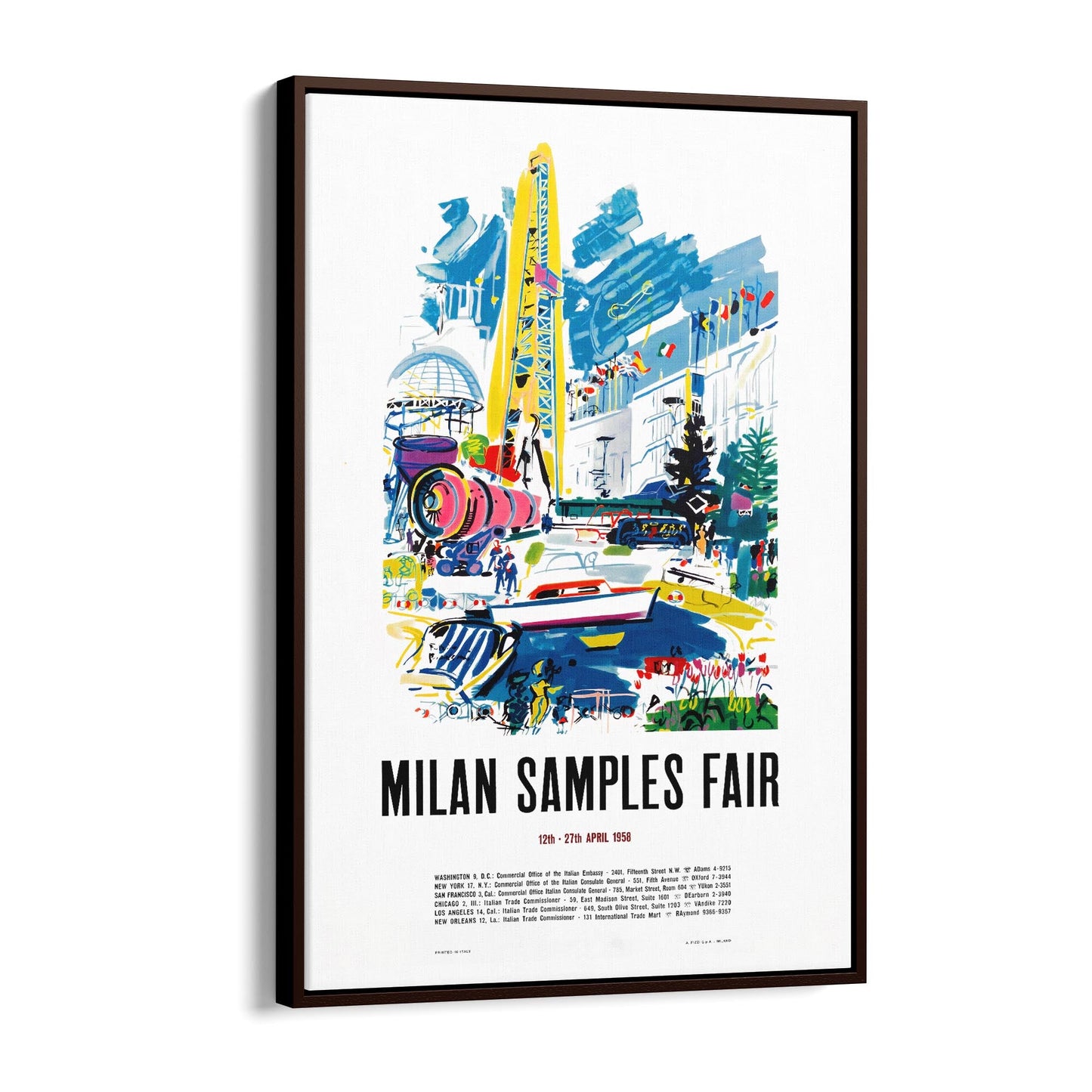 Milan, Italy "Milan Sample Fair" | Framed Canvas Vintage Travel Advertisement