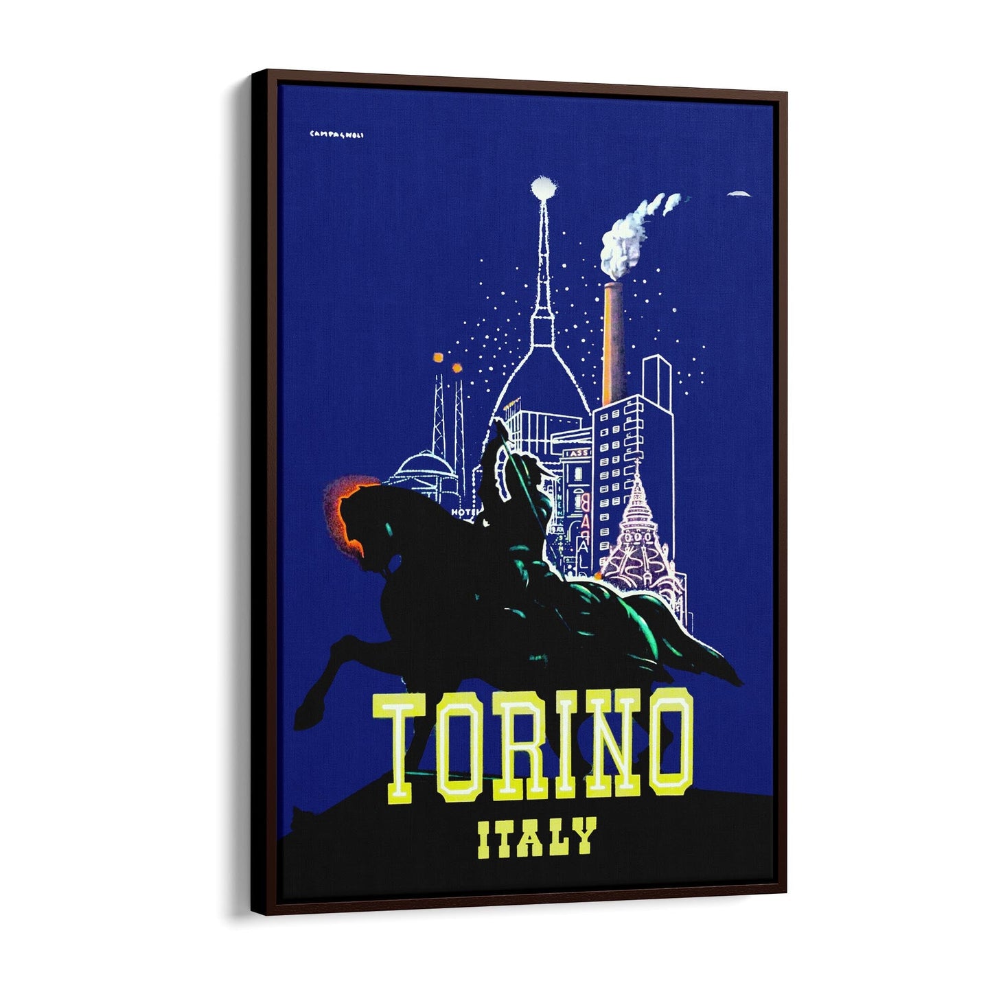 Torino, Italy by Adalberto Campagnoli | Framed Canvas Vintage Travel Advertisement