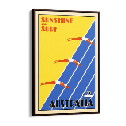 Sunshine and Surf Australia Travel & Tourism | Framed Canvas Vintage Advertisement