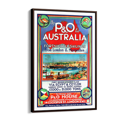 P&O Shipping to Australia Travel & Tourism | Framed Canvas Vintage Advertisement