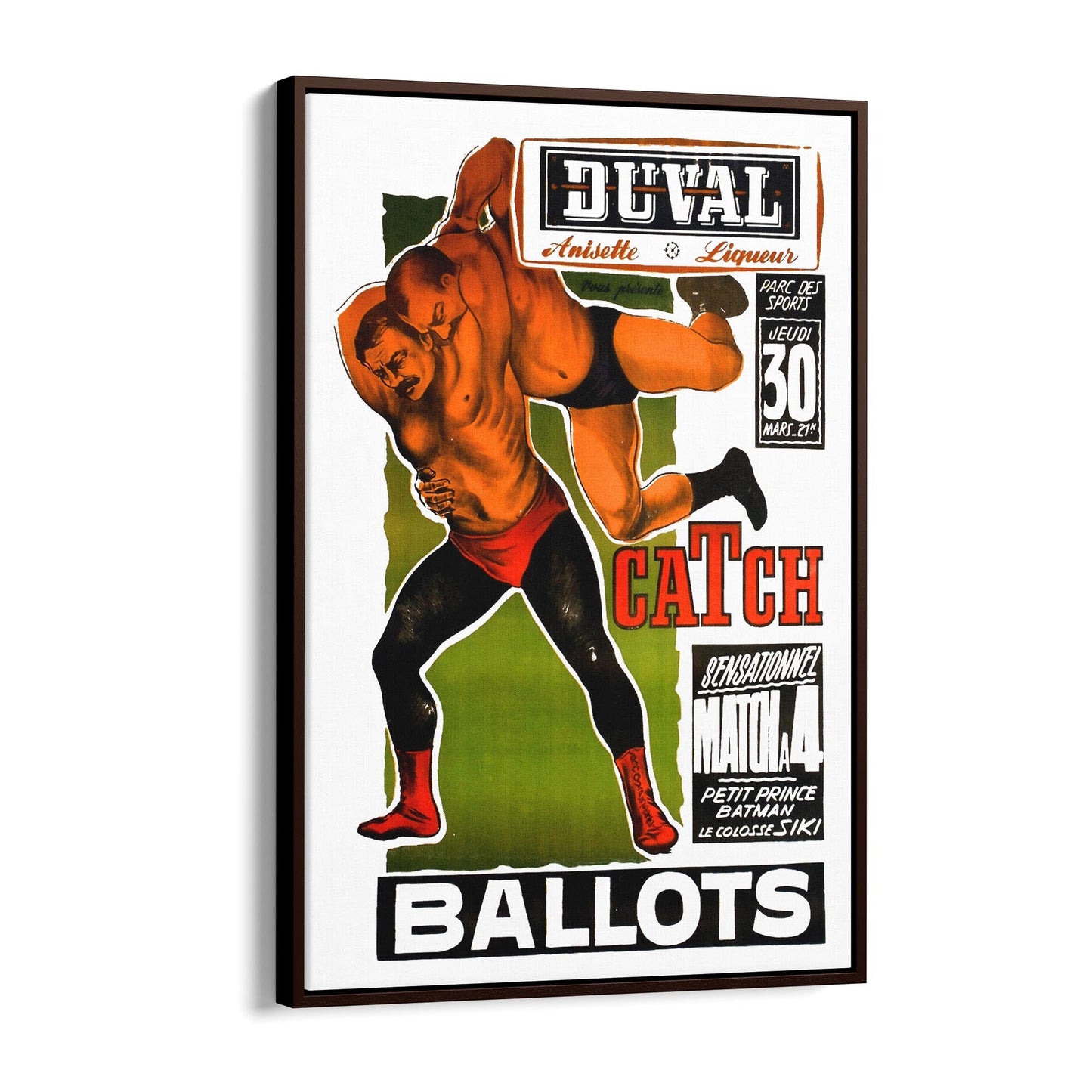 Duval French Wrestling Sports | Framed Canvas Vintage Advertisement