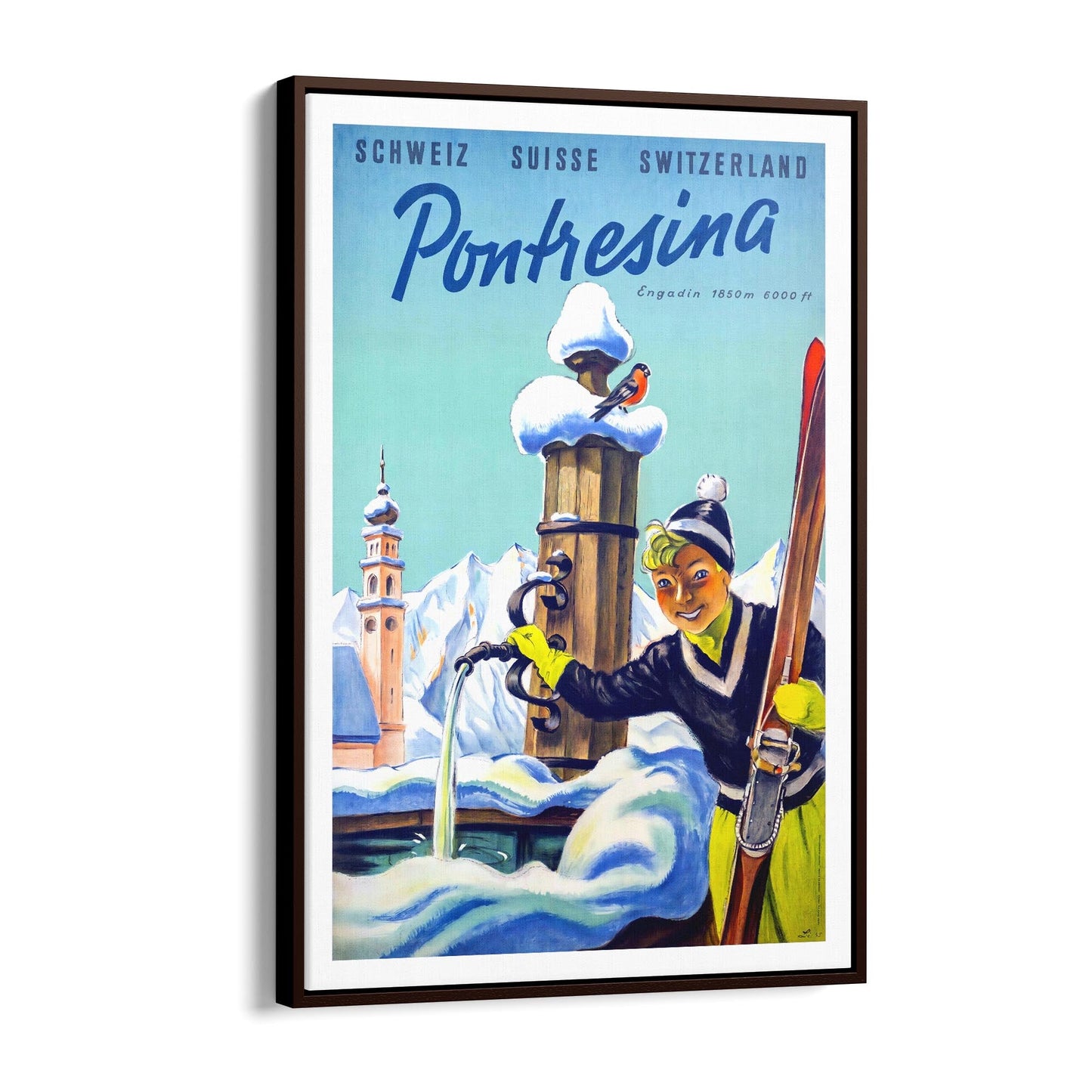 Pontresina, Switzerland | Framed Canvas Vintage Travel Advertisement