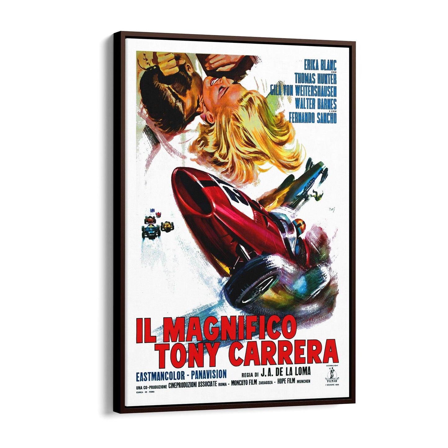 Motorsport "Tony Carrera" Italian Movie | Framed Canvas Vintage Advertisement