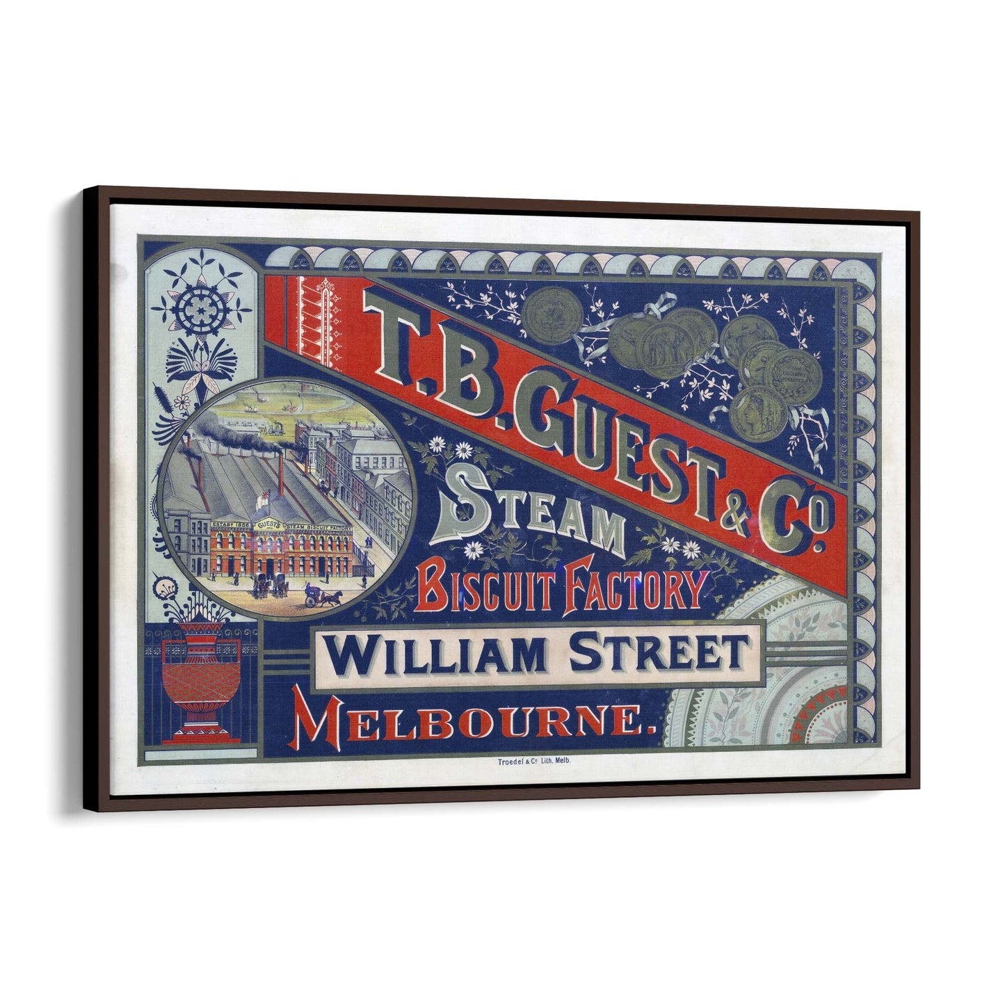 Steam Biscuit Factory Melbourne Australia | Framed Canvas Vintage Advertisement