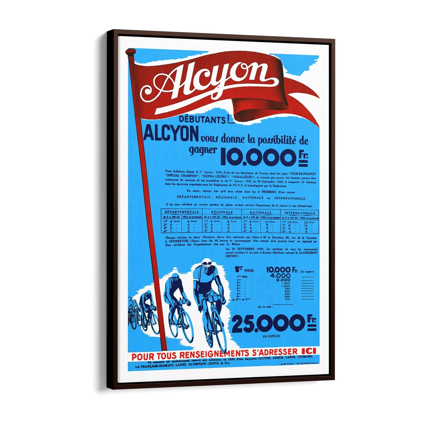 Alcyon Cycling Sports | Framed Canvas Vintage Advertisement