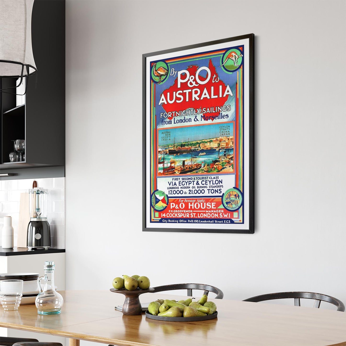 P&O Shipping to Australia | Framed Vintage Travel Poster