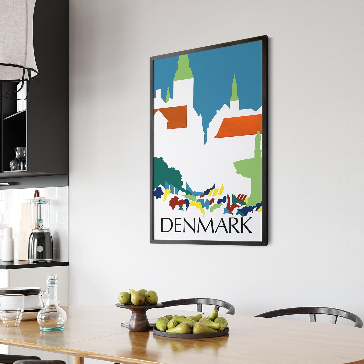 Denmark Minimal Township | Framed Vintage Travel Poster